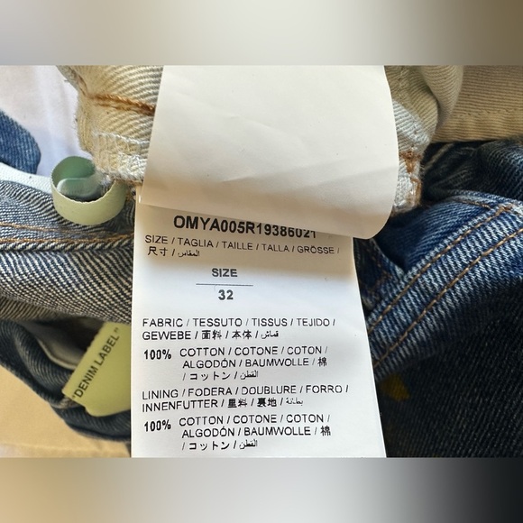 Like new Off-White Slim Low Crotch Vintage Paint Indigo Straight Denim Sz 32 - Picture 3 of 7